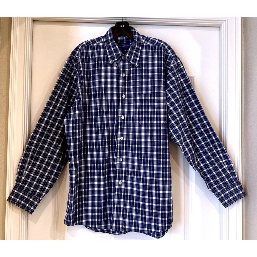 Pendleton Boulevard Shirt Mens Large Blue Plaid Cotton Button Down Long Sleeve